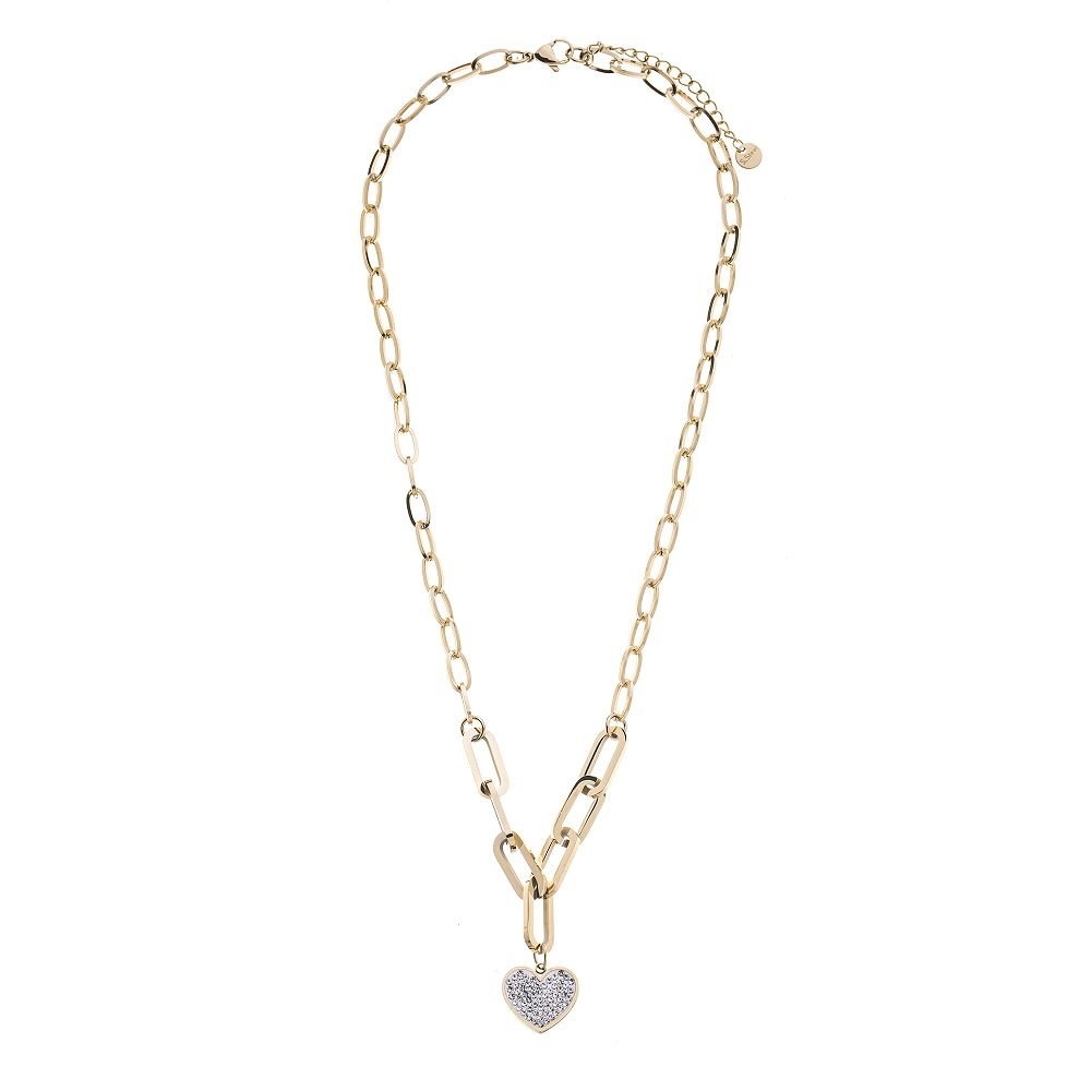 Goldfarbenes Edelstahlcollier mit elegantem Herzanhänger