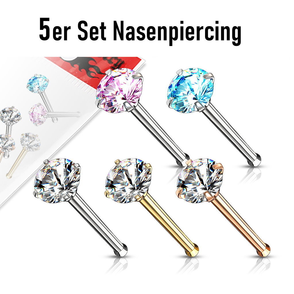 5er Set Nasenstecker gerade