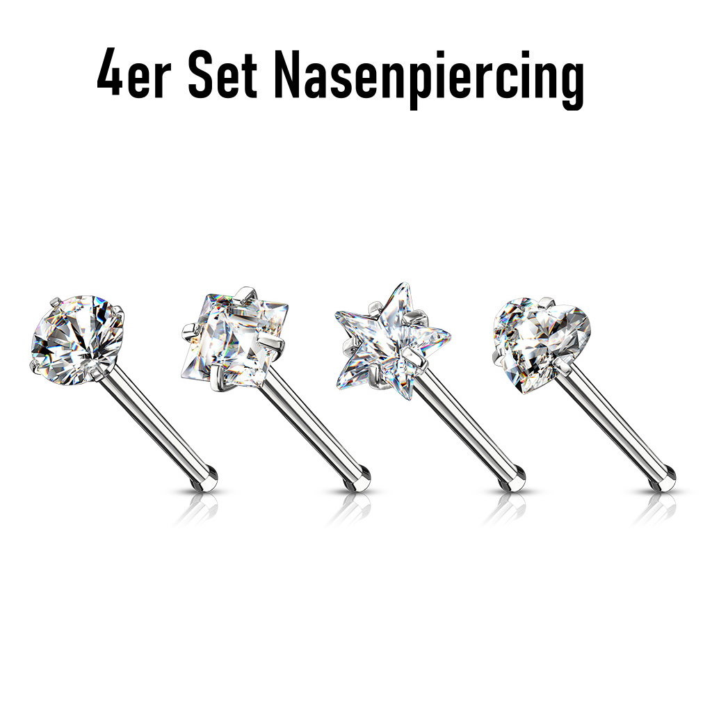 4er Nasenpiercing Set