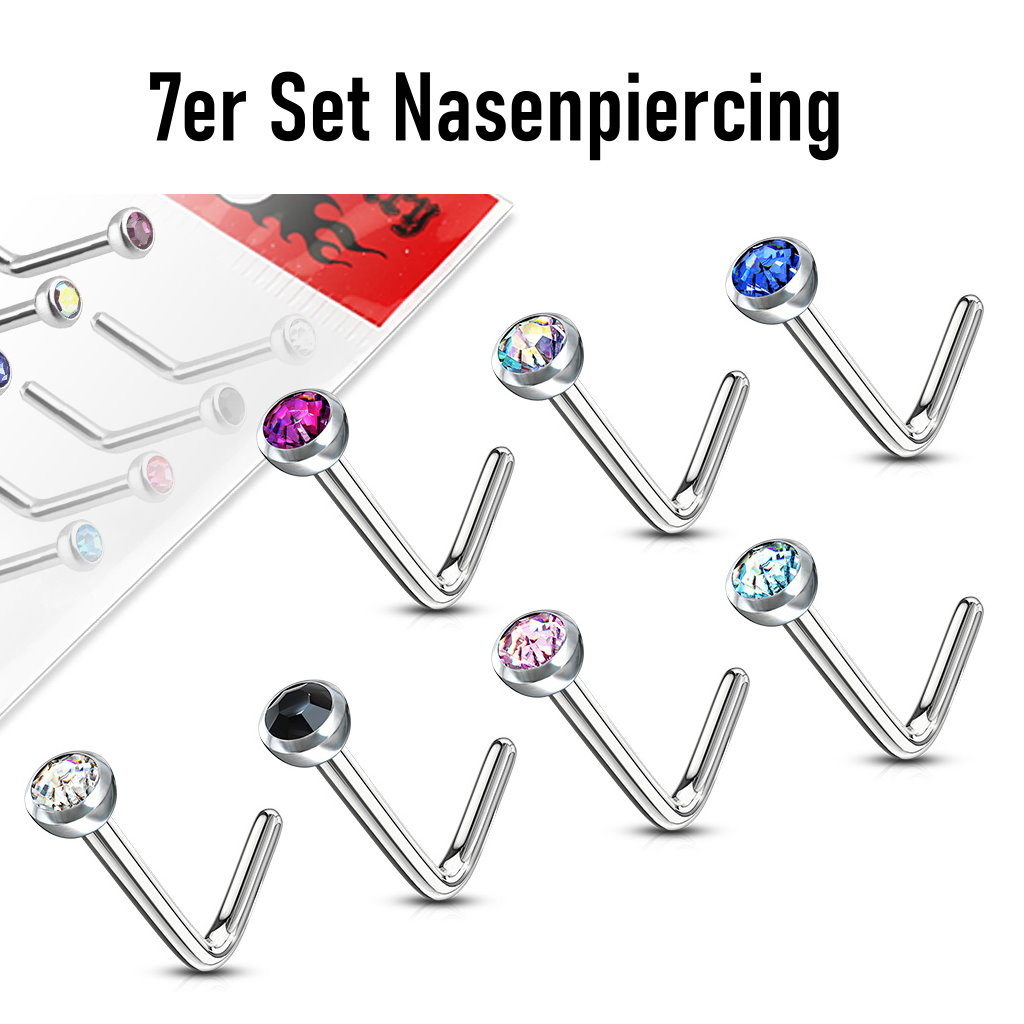 7er Set Nasenpiercing