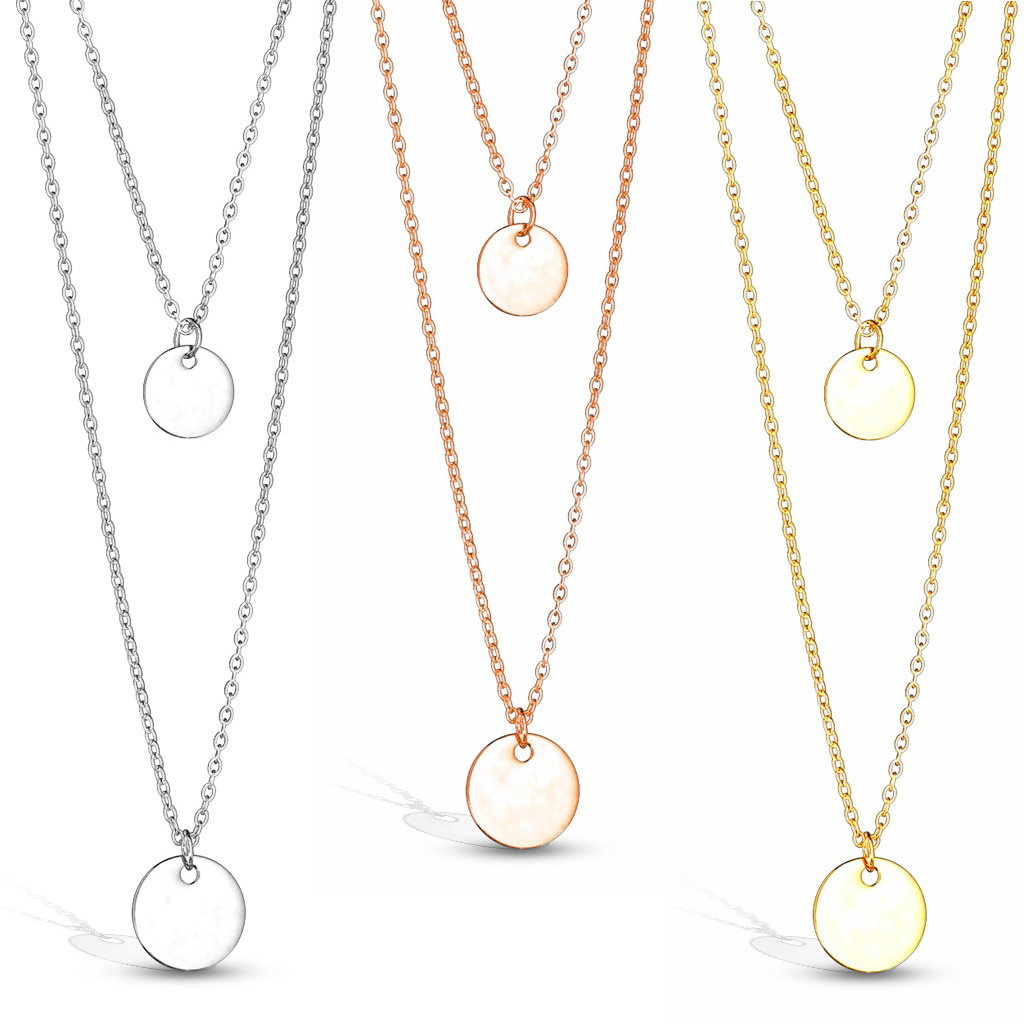 2-reihige Damen Halskette mit Plättchen