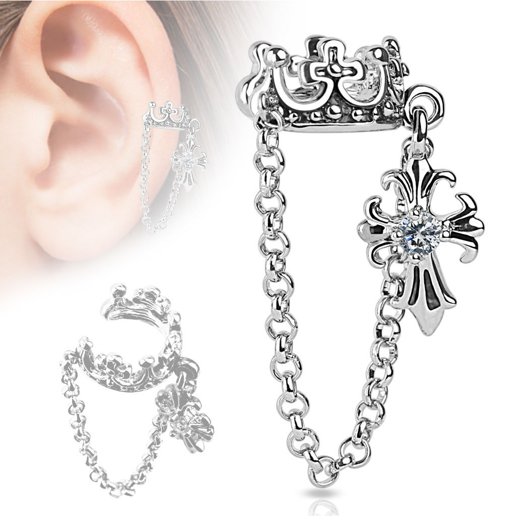 Ear Cuff Krone mit Kette