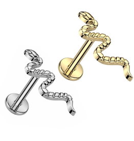 Titan Labret Stecker Schlange – Innengewinde | Titan ASTM F136 PVD | 1,2 x 6 mm | Gold & Silber