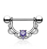 Brustpiercing mit Zirkoniastein in Violett