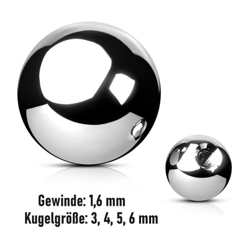 1,6 mm Piercing Kugeln silber