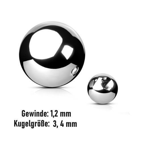 1,2 mm Piercing Kugeln aus Chirurgenstahl 316L – Silber