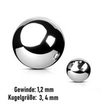 1,2 mm Piercing Kugeln aus Chirurgenstahl 316L – Silber