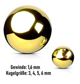 1,6 mm goldfärbige Piercing Kugel