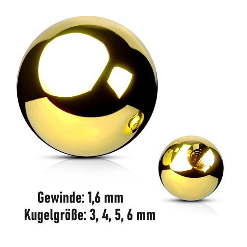 1,6 mm goldfärbige Piercing Kugel