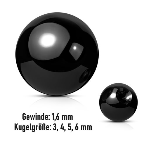 1,6 mm Piercing Kugel Schwarz – 3, 4, 5 & 6 mm
