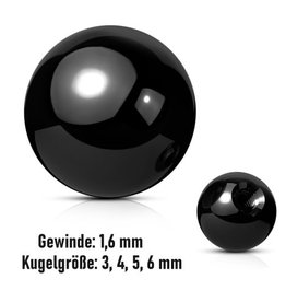 1,6 mm Piercing Kugel Schwarz – Chirurgenstahl 316L / PVD | 3, 4, 5 & 6 mm