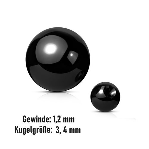 1,2mm Piercing Kugel  Schwarz