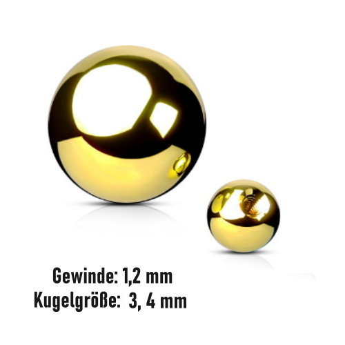 1,2 mm Piercing Kugel Gold – 3 & 4 mm | Ersatzkugel