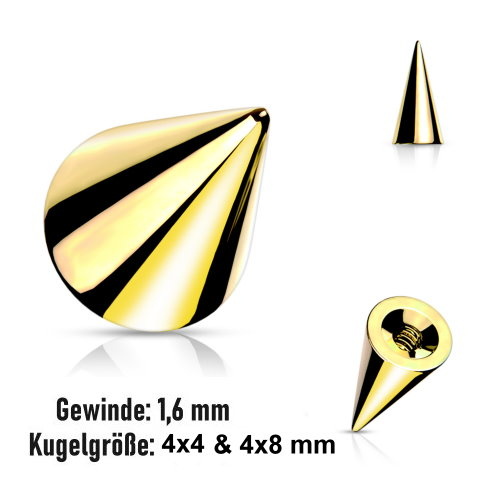 1,6 mm goldfärbige Piercing Kegel