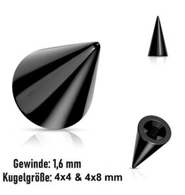 1,6 mm Piercing Kegel schwarz