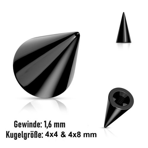 1,6 mm Piercing Kegel schwarz