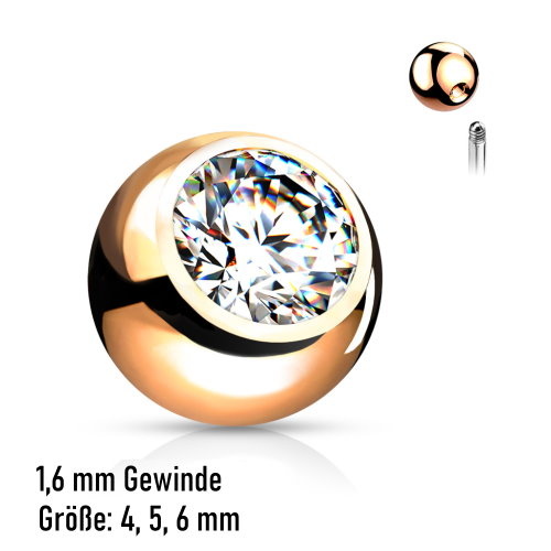 1,6 mm Piercing Kugel Rose