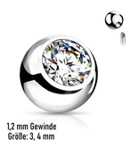 1,2 mm Piercing Kugel mit Kristall-Zirkonia – Ersatzkugel