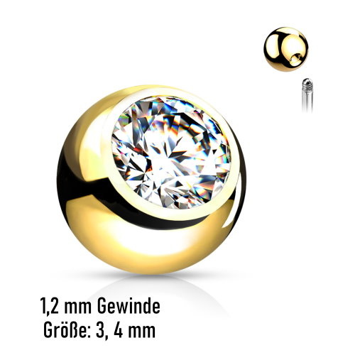 Piercing Kugel Gold – Chirurgenstahl 316L / PVD | 3 & 4 mm