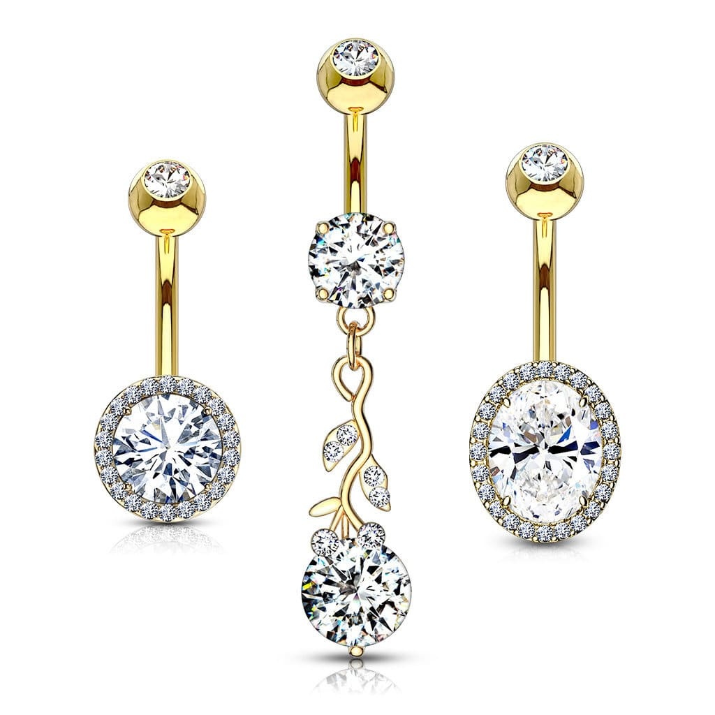Bauchnabelpiercing Gold 3er Set
