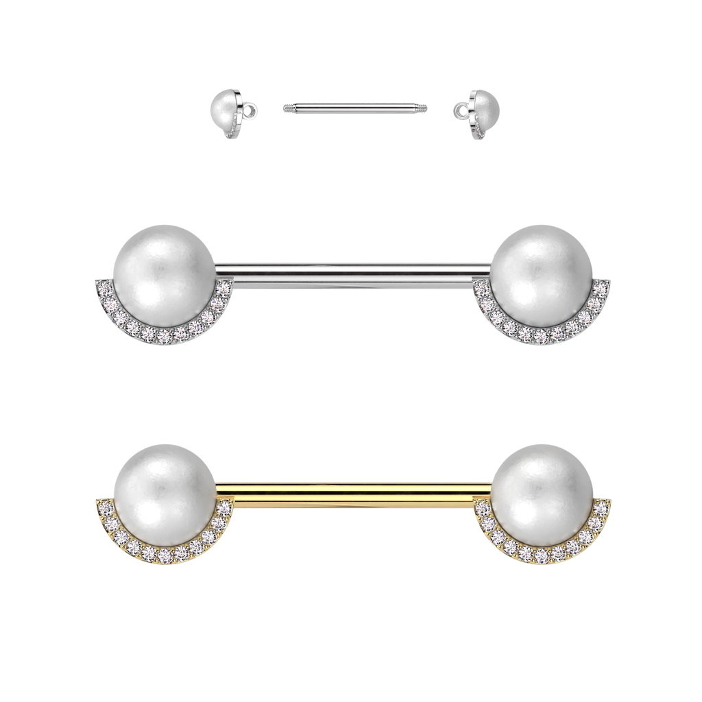 1,6 x 14 mm Brustpiercing Perle