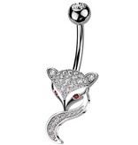 Bauchnabelpiercing Fuchs mit kristall Steinchen