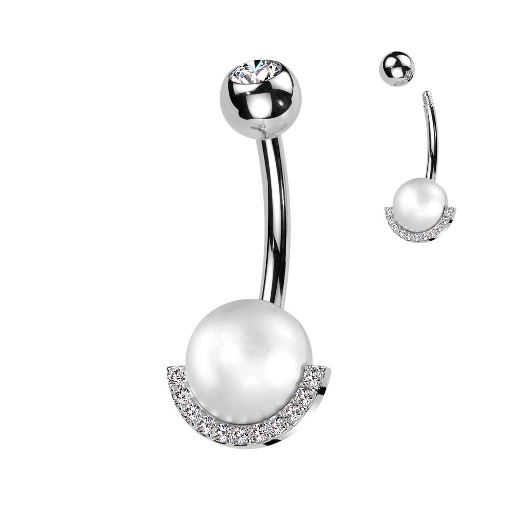 Bauchnabelpiercing Perle mit Kristall Zirkonia