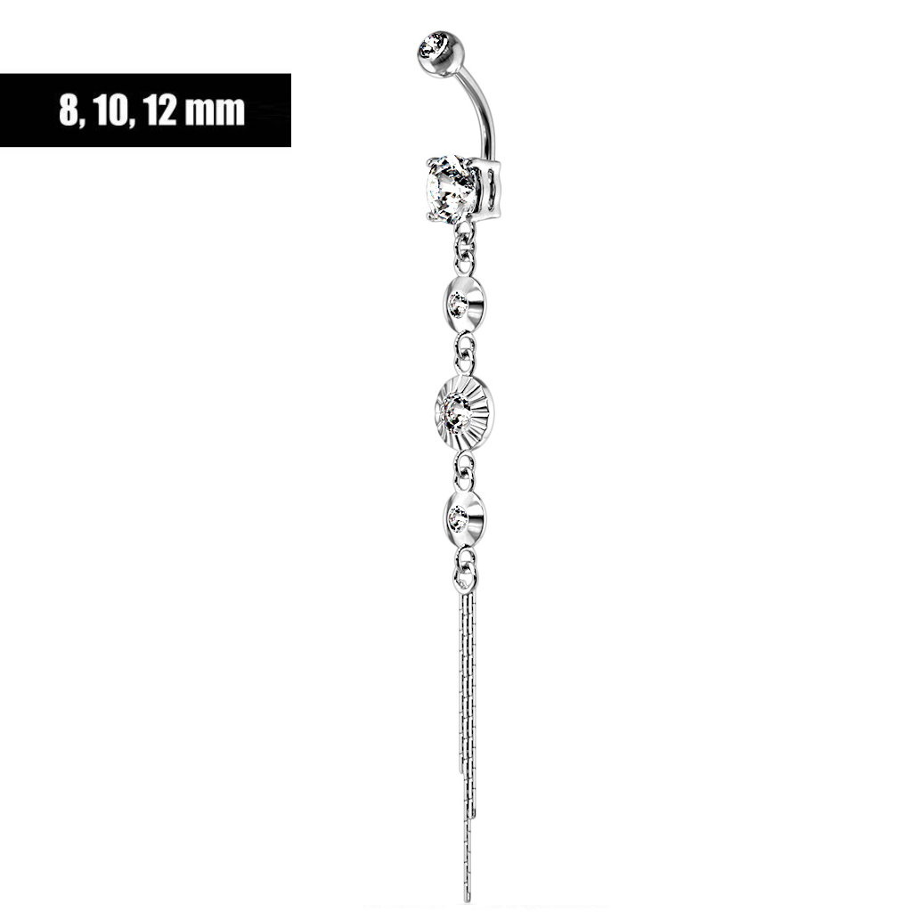 8mm Bauchnabelpiercing mit langen Anhänger