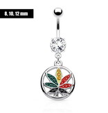 8mm Bauchnabelpiercing mit Hanfblatt Anhänger