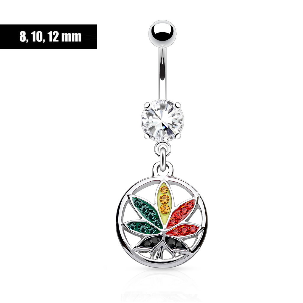 8mm Bauchnabelpiercing Hanfblatt