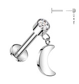 Titan Labret Piercing mit Mond-Anhänger