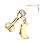 Titan Labret Piercing mit Mond-Anhänger