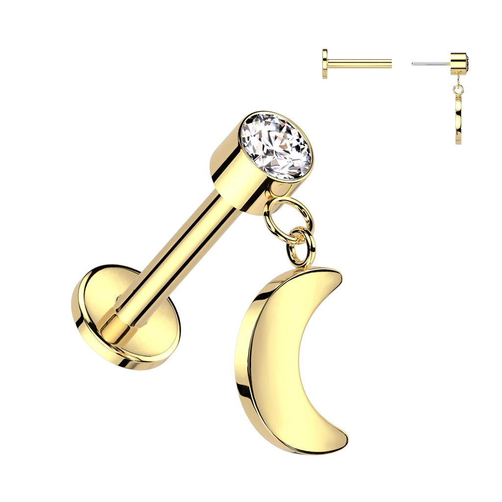 Titan Labret Piercing mit Mond-Anhänger