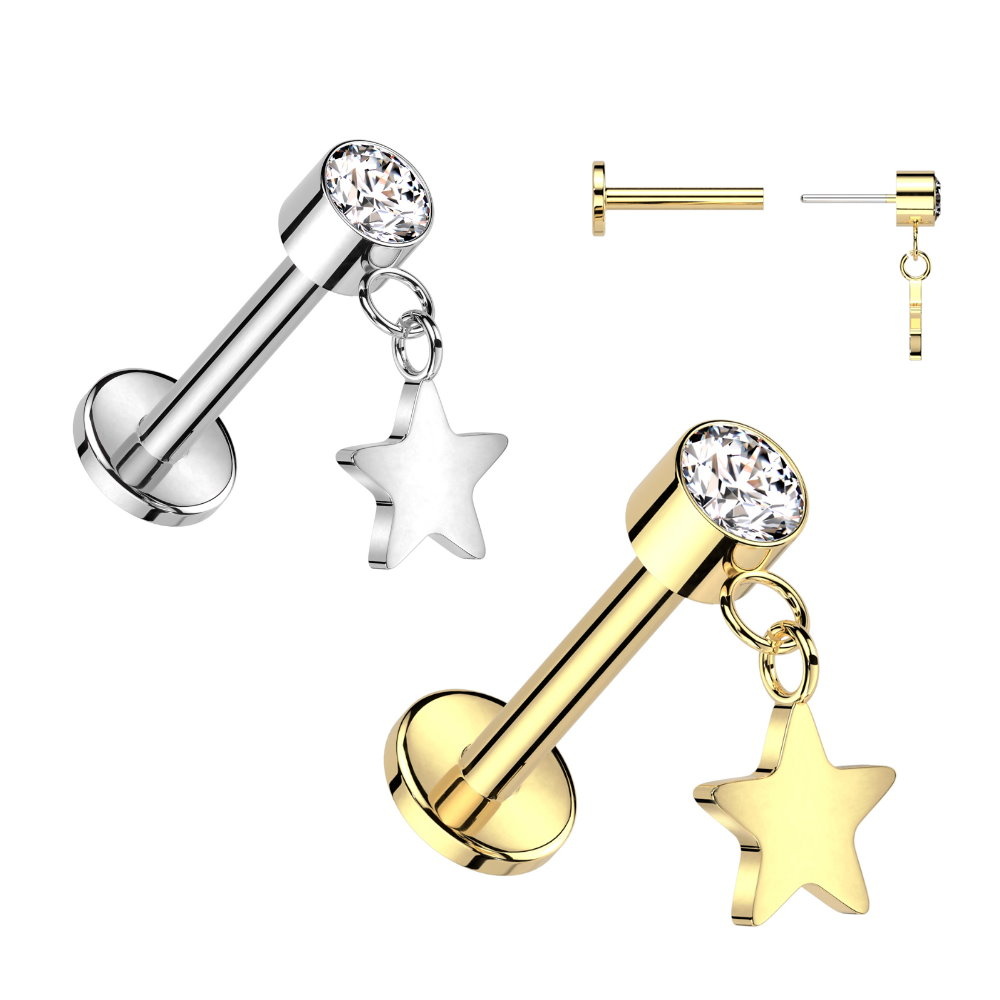 Labret Piercing mit Stern-Anhänger