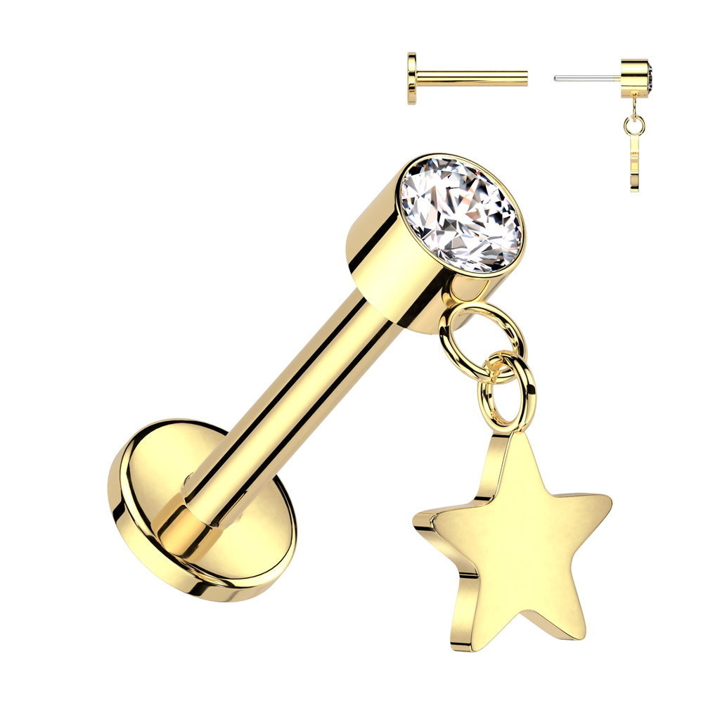Labret Piercing mit Stern-Anhänger