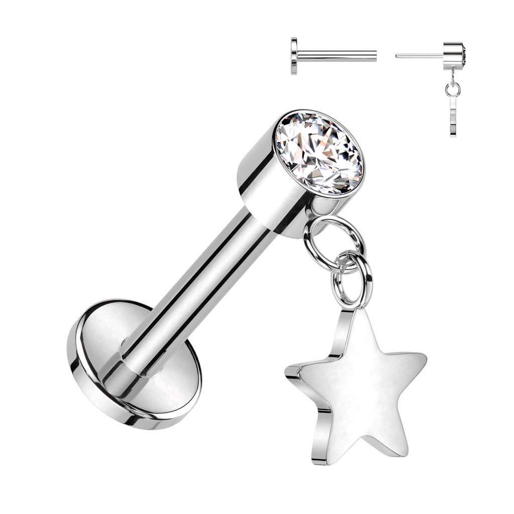 Labret Piercing mit Stern-Anhänger