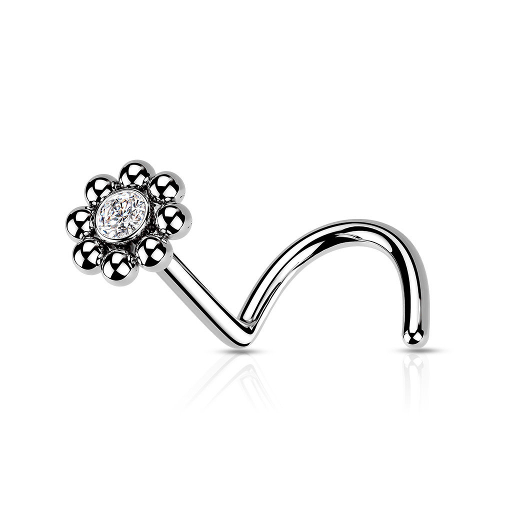 Nasen Piercing Blume mit Zirkoniastein