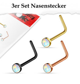 3 Set - Nasen Piercing Opal