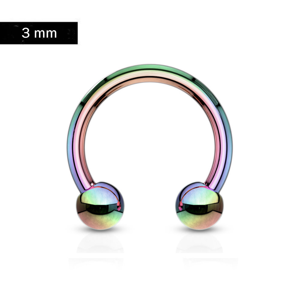 3 mm Multicolor Hufeisenring Piercing