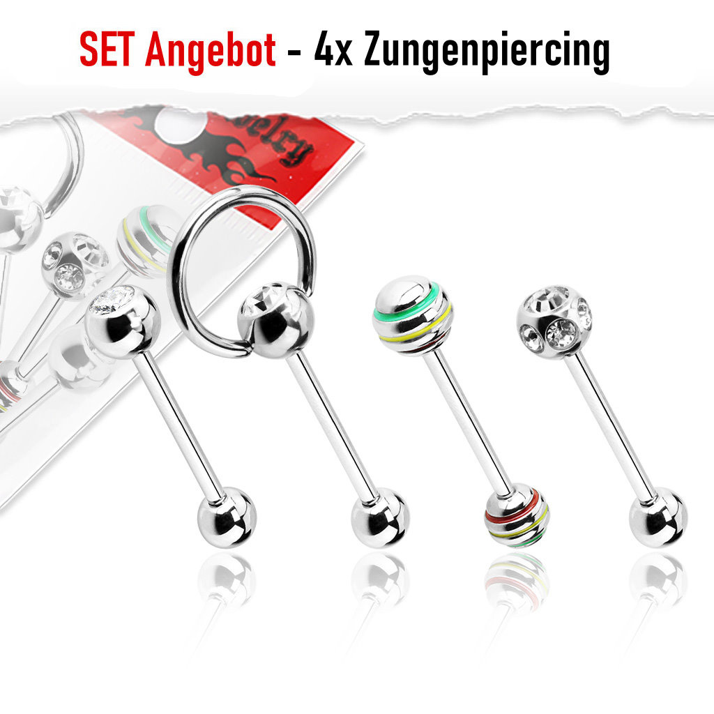 Set Angebot - 4 Zungenpiercing