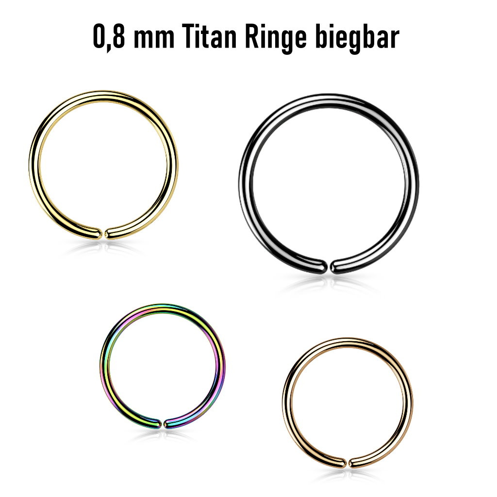 0,8 mm Titan Piercingring biegbar