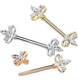 1,6 x 12 mm Nippelpiercing Lilie