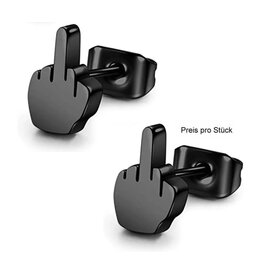 Schwarzer Ohrstecker Mittelfinger – Edelstahl | Schmetterlingsverschluss | Einzelstück