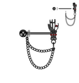 1, x 12 mm Schwarzes Nippelpiercing