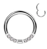 Clicker Ring mit 6 Kristall-Zirkonia
