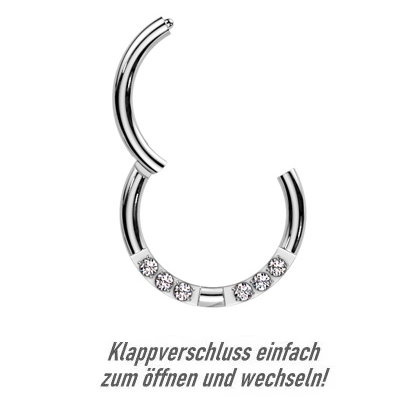 Clicker Ring mit 6 Kristall-Zirkonia