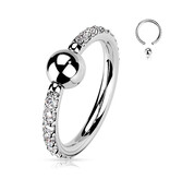 1,2mm Piercing Ring Titan mit Zirkoniasteinchen