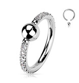 Titan Klemmkugelring mit Kristall-Zirkonia – Titanium