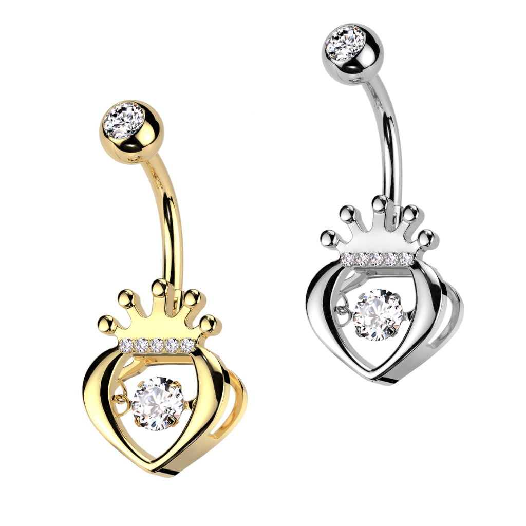 Bauchnabelpiercing Herz mit Krone