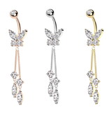 Bauchnabelpiercing Schmetterling mit Anhänger – Chirurgenstahl 316L PVD